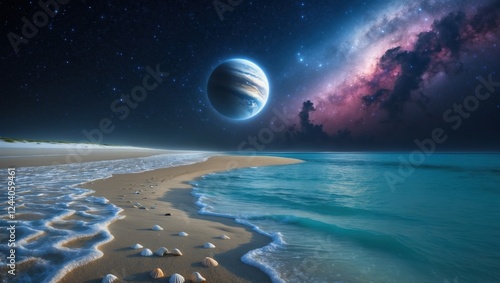 Beautiful sea and planets
