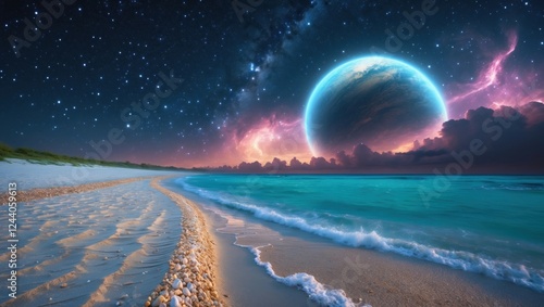 Beautiful sea and planets