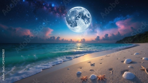Beautiful sea and planets