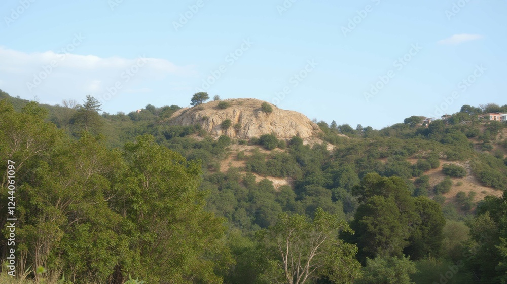 Scenic Mountain Landscape Surrounded by Lush Green Vegetation