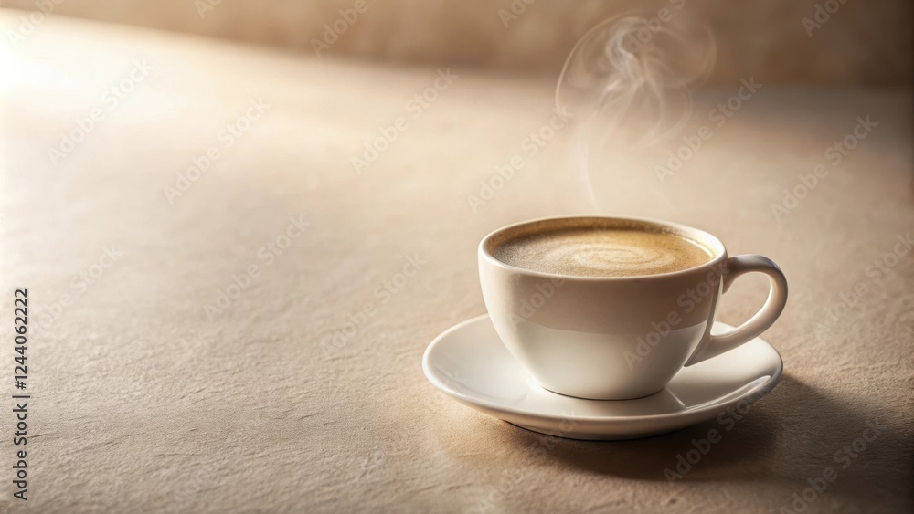 Aromatic Coffee in a White Cup on a Soft Surface Aromatic Coffee in a White Cup on a Soft Surface