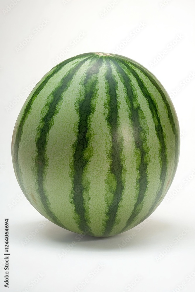 A large watermelon sits on a clean white background, ideal for food and product photography A large watermelon sits on a clean white background, ideal for food and product photography