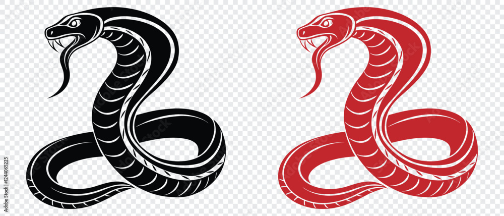 Obraz premium snake icon, snake vector silhouette, Curved snake animal design. black and red snake. Sign of a black snake on a tranesporent background.