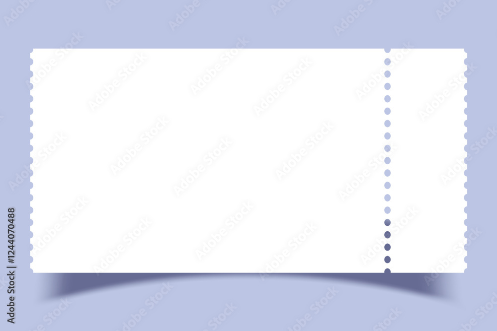 White ticket mockup with frilly edges and shadows. Realistic ticket blank template. Vector EPS 10 White ticket mockup with frilly edges and shadows. Realistic ticket blank template. Vector EPS 10