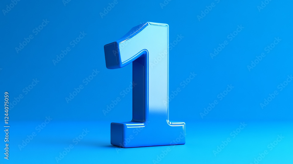 One. Abstract vector 3d number 1 illustration isolated on blue background. Celebration, success, winner, leader symbol. First champion, event, best win, award champion concept or illustration One. Abstract vector 3d number 1 illustration isolated on blue background. Celebration, success, winner, leader symbol. First champion, event, best win, award champion concept or illustration