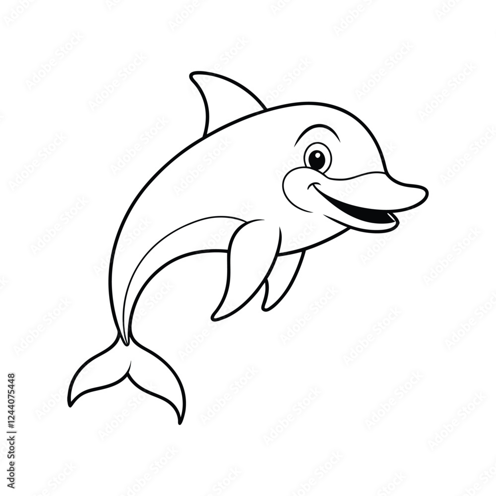 cartoon happy dolphin isolated on a white background cartoon happy dolphin isolated on a white background