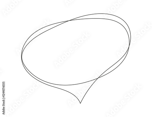 Minimalist continuous one-line drawing of a speech bubble icon. Simple and modern line art representing messaging,