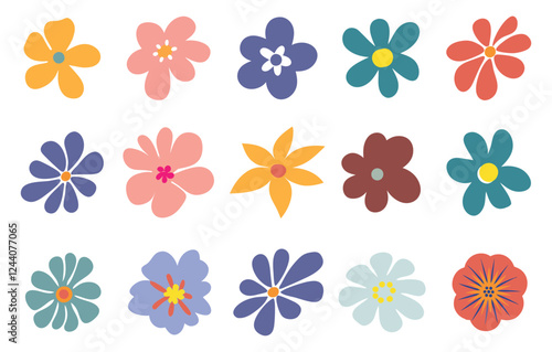 Collection of flowers icon. Vector origami flowers. Vector illustration botanical design, Style for fabric, banners, wallpaper, posters, websites,online and creative idea.