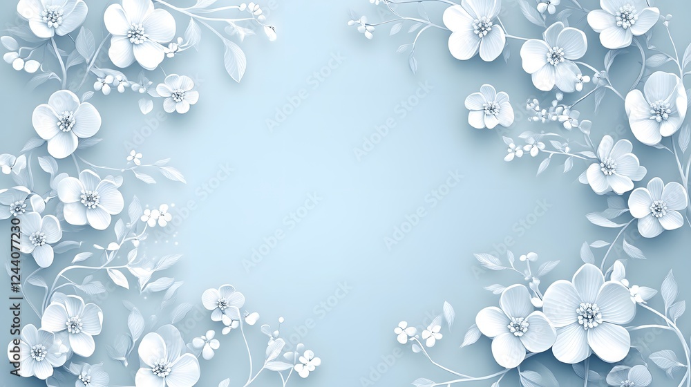 Elegant Floral Arrangement on Soft Blue Background for Design Projects Elegant Floral Arrangement on Soft Blue Background for Design Projects