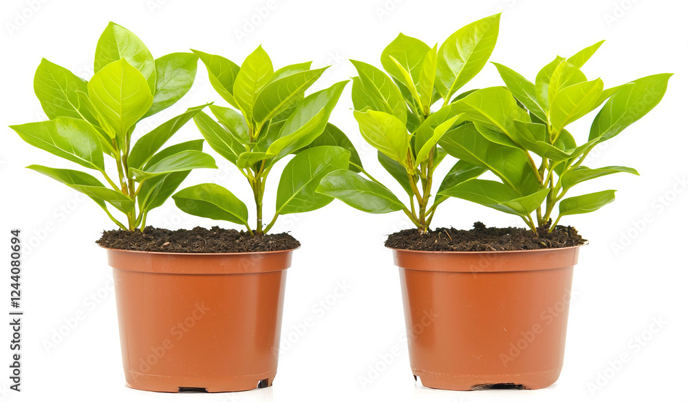 Fototapeta premium Fresh Green Leaves in Potted Plants for Home Decor and Gardening