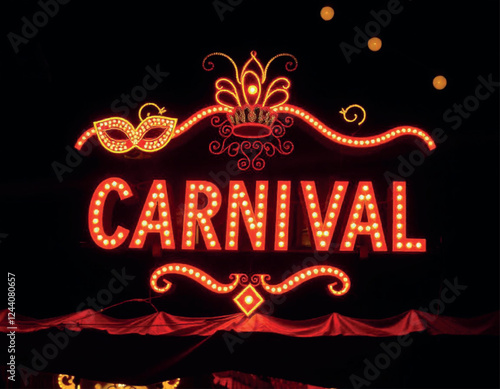 carnival sign on the background of a night street