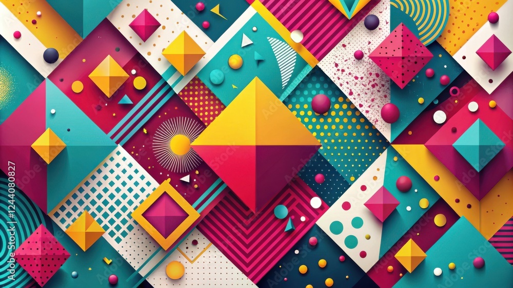 Vibrant Abstract Geometric Shapes Composition Featuring Bold Colors and Dynamic Patterns Vibrant Abstract Geometric Shapes Composition Featuring Bold Colors and Dynamic Patterns