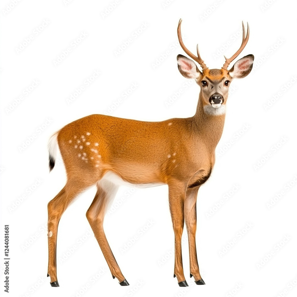 custom made wallpaper toronto digitalMajestic Young Buck With Antlers Standing Gracefully on White Background