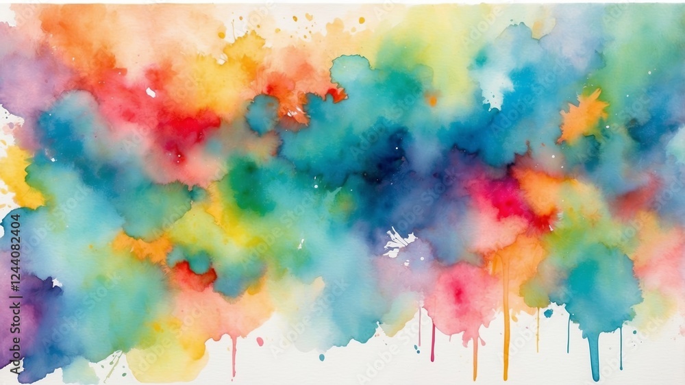 Fototapeta premium Bright and vibrant watercolor abstract art with colorful splashes and soft edges