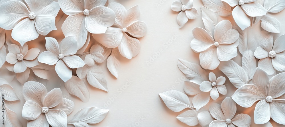 White Plaster Flowers Texture Background, Floral Relief Pattern, Abstract Art, Modern Wall Decor White Plaster Flowers Texture Background, Floral Relief Pattern, Abstract Art, Modern Wall Decor