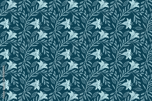 Wallpaper Mural Floral and Leaf Seamless Pattern Vector Art Background Torontodigital.ca