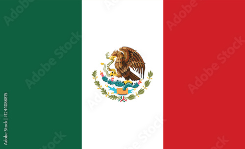 Flag of Mexico, official national mexican flag vector EPS