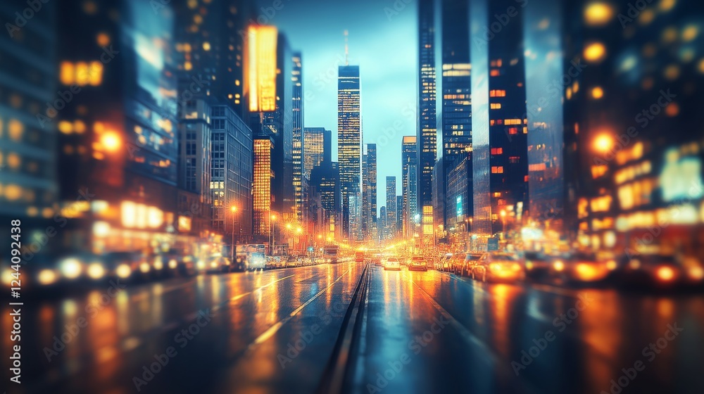 Obraz premium Blurred lights of a night city, atmospheric and modern background