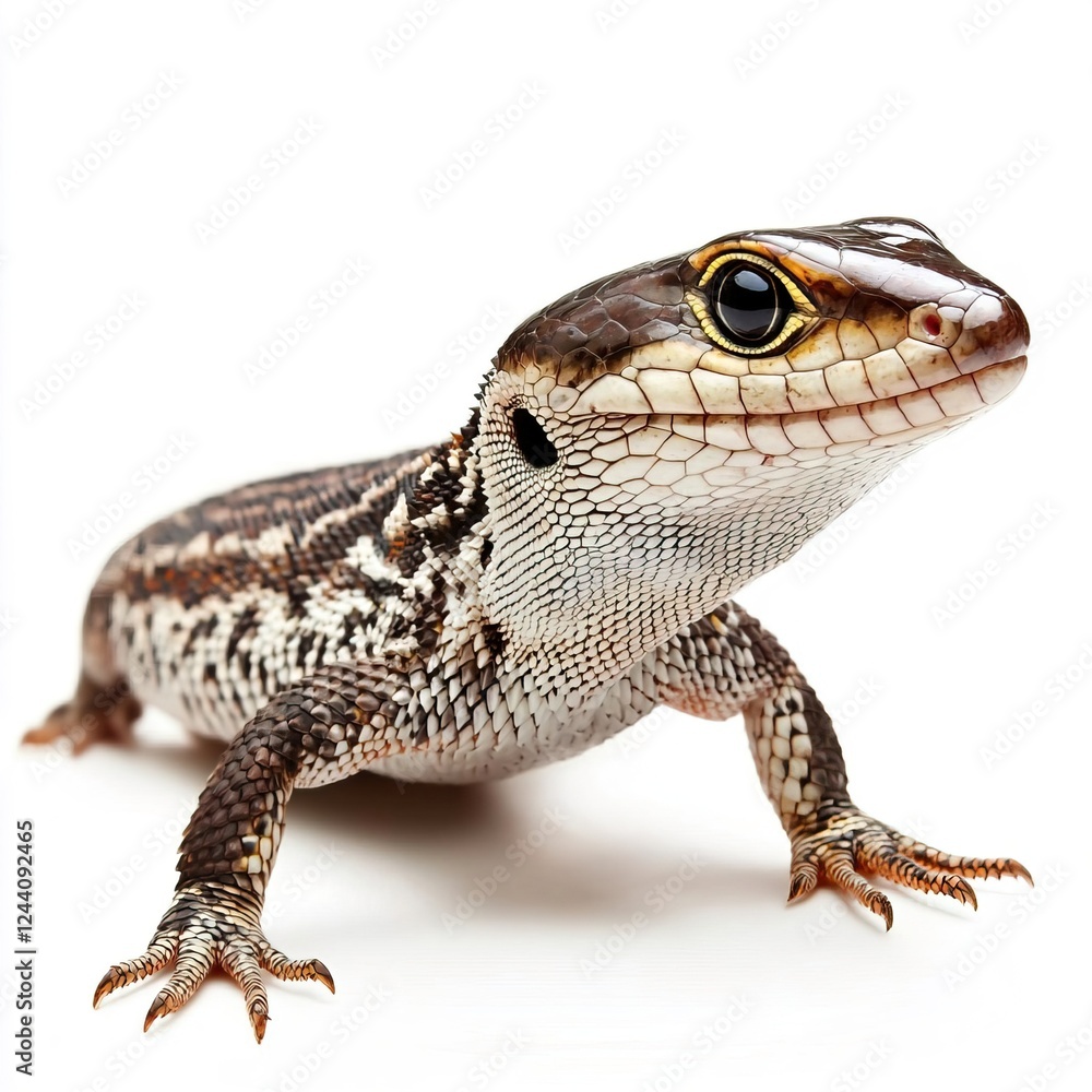 Naklejka premium Close-Up View of a Colorful Lizard on White Background