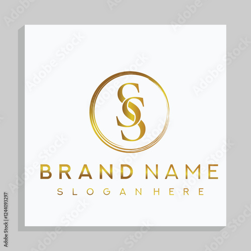 SS letter mark and branding golden colour logo design with a leaf. And your best choice.