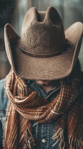 Image with cowboy hat and lasso on background of wooden wall. Suitable for thematic articles about the Wild West, cowboys, ranches or westerns.