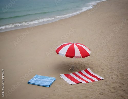 umbrella and towels on the beach