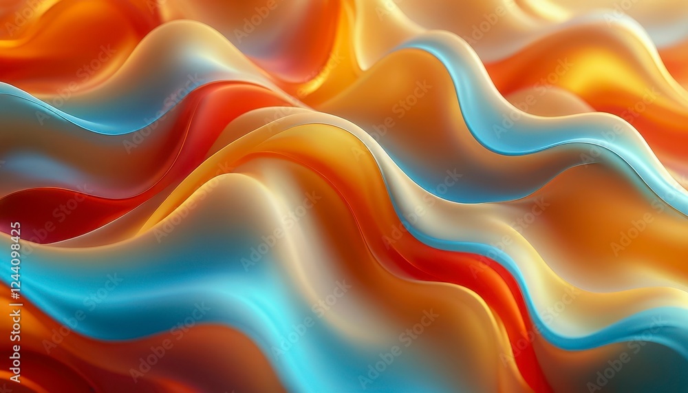 Colorful waves create a captivating abstract pattern in vibrant hues of orange, blue, and yellow Colorful waves create a captivating abstract pattern in vibrant hues of orange, blue, and yellow