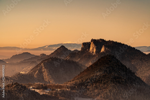 Pieniny , góry, zima, śnieg, Karpaty, mgły, Tatry, Dunajec