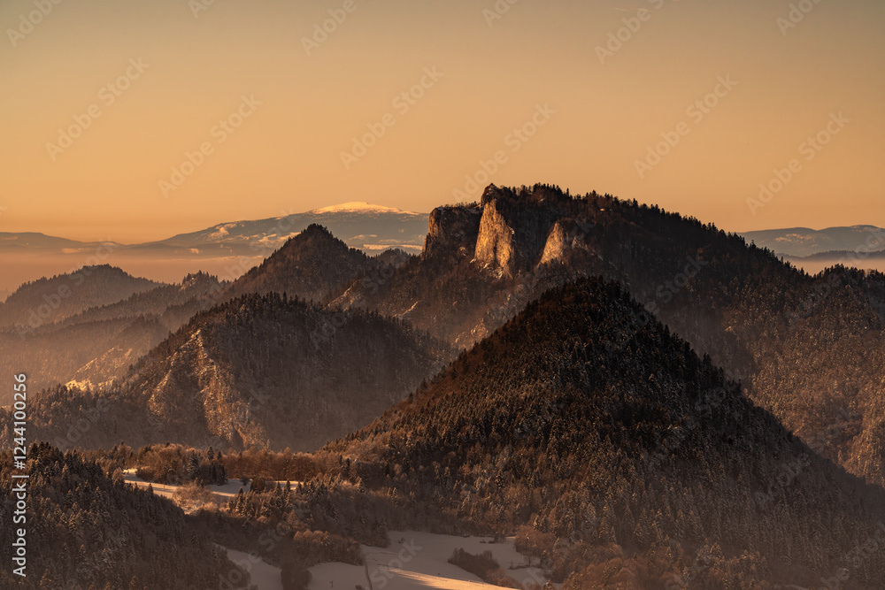 Pieniny , góry, zima, śnieg, Karpaty, mgły, Tatry, Dunajec