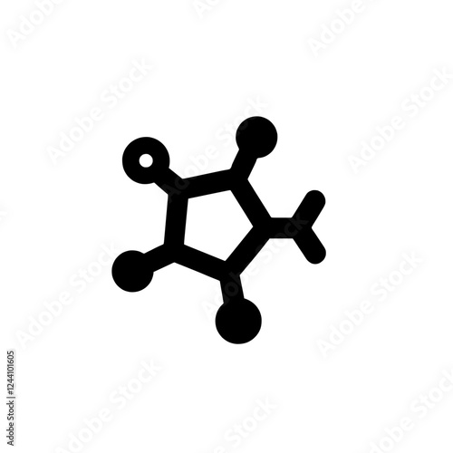 An illustration featuring a black ozone molecule silhouette set against a clean white background depicting an O3 structure with three oxygen atoms bonded in a bent shape, representing the ozone layer.