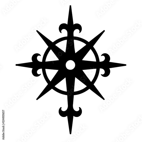 An illustration featuring a black arcane glyph silhouette set against a clean white background depicting an ornate character with sharp angles and loops, symbolizing protection and strength.