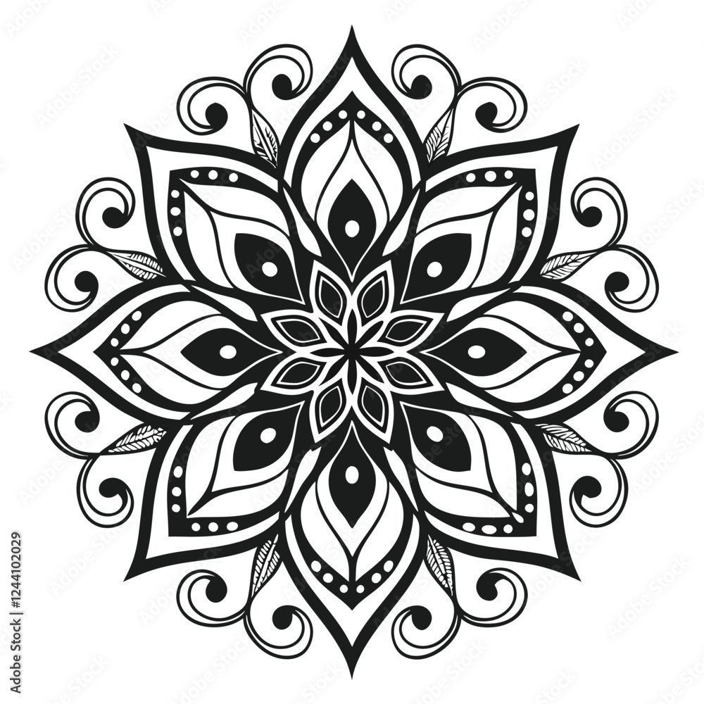 Fototapeta premium Black colour mandala design