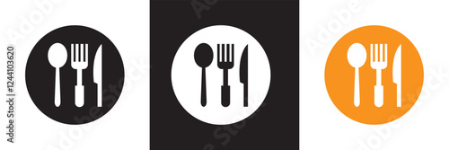Spoon, Fork, and Knife vector Icon Symbol for Logo, Pictogram, App or Graphic Design Element.   isolated on white and black background. vector illustration. EPS 10