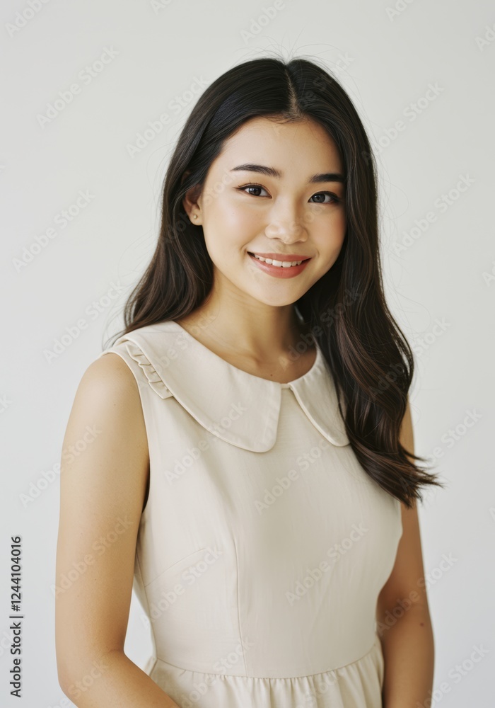 Smiling young woman portrait studio photography neutral background Smiling young woman portrait studio photography neutral background