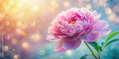 Vibrant peony blossoms in pastel hues create a cheerful spring image.