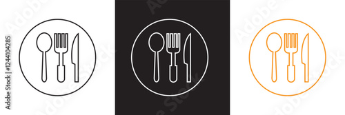 Spoon, Fork, and Knife vector Icon Symbol for Logo, Pictogram, App or Graphic Design Element.   isolated on white and black background. vector illustration. EPS 10