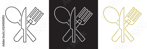 Spoon, Fork, and Knife vector Icon Symbol for Logo, Pictogram, App or Graphic Design Element.   isolated on white and black background. vector illustration. EPS 10