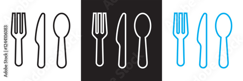 Spoon, Fork, and Knife vector Icon Symbol for Logo, Pictogram, App or Graphic Design Element.   isolated on white and black background. vector illustration. EPS 10