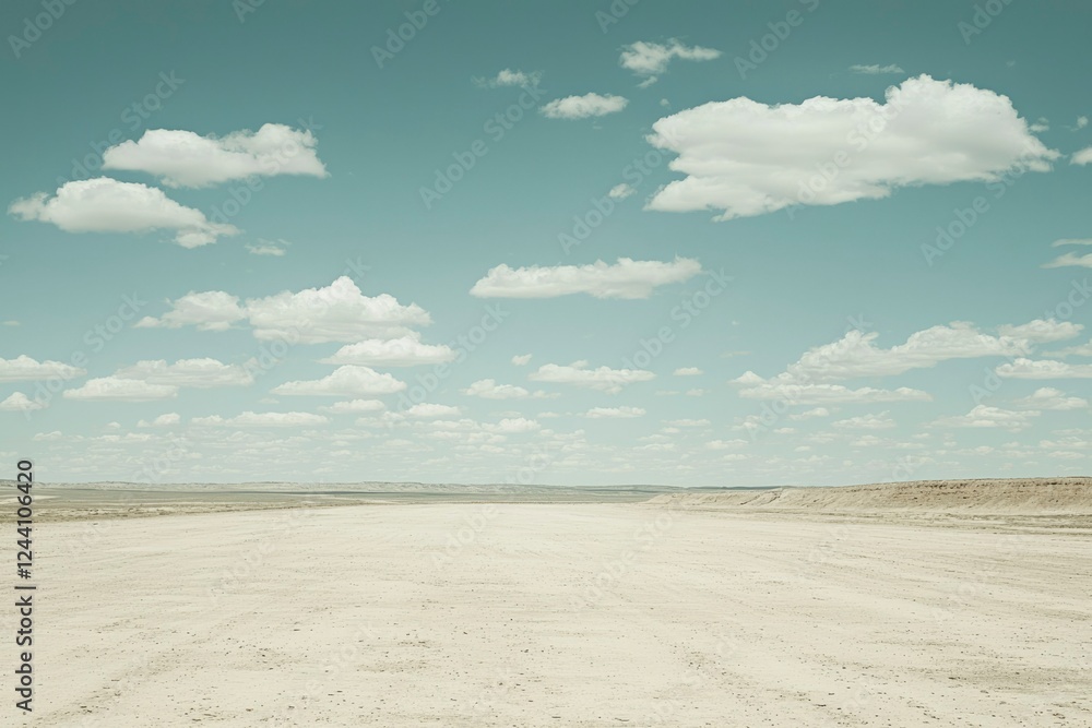 Expansive Desert Landscape Under a Cloudy Sky Expansive Desert Landscape Under a Cloudy Sky