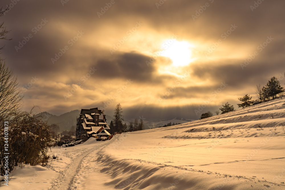 Pieniny , góry, zima, śnieg, Karpaty, mgły, Tatry, Dunajec