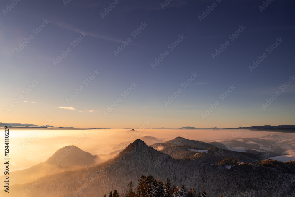 Pieniny , góry, zima, śnieg, Karpaty, mgły, Tatry
