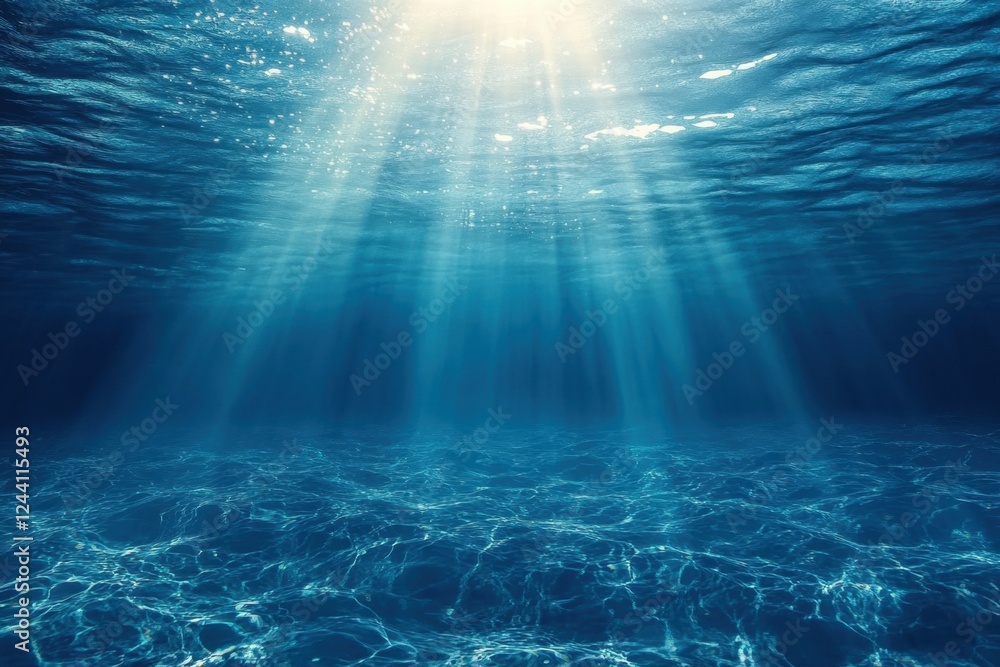 Fototapeta premium Sunlight beams through ocean water creating a serene underwater scene