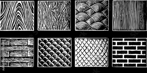 Bold black and white texture designs with sharp contrasts