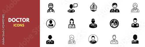 Doctor Icon with Stethoscope. Nurse logo, medical and health care hospital patient examination vector illustration