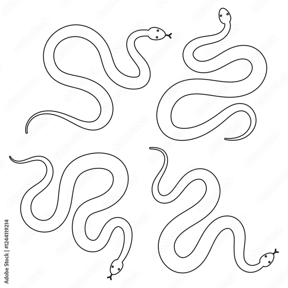 snake icon, snake vector silhouette, Curved snake animal design. Sign of a black snake on a white background. snake icon, snake vector silhouette, Curved snake animal design. Sign of a black snake on a white background.