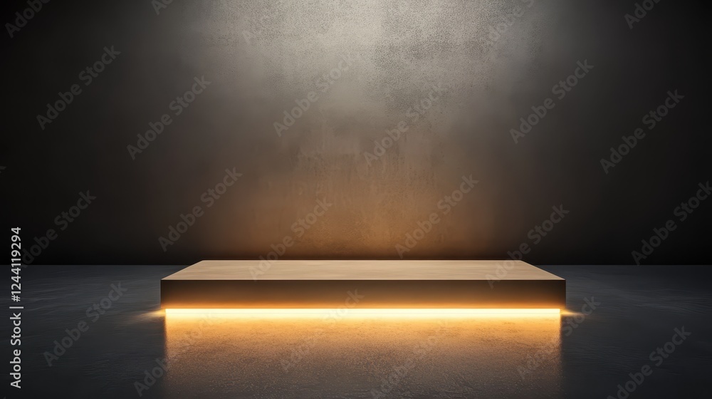 Obraz premium Glowing LED signboard illuminating a modern display space in a minimalist environment