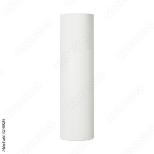 Deodorant spray tin, air aerosol cosmetic bottle blank. White cylinder tube template of perfume freshener sprayer. Antiperspirant mist dispenser can vector illustration. Hair spray product