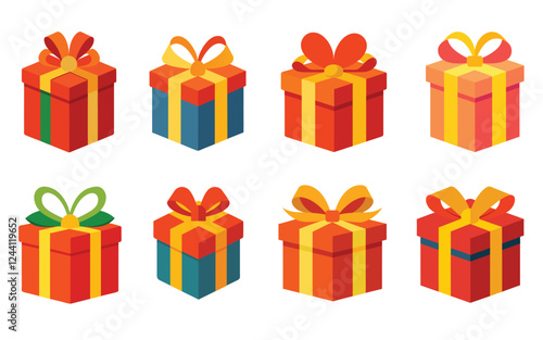 Gift box vector illustration on white background, gift box vector set