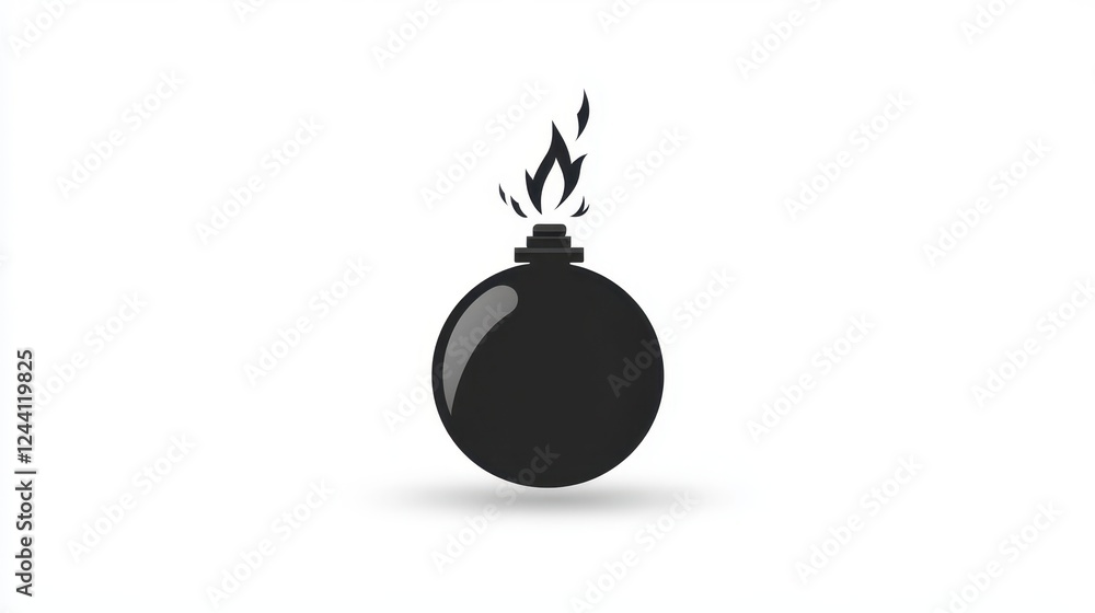 Minimalist bomb icon depicting a circular shape with a flame at the top, designed for clear visual communication Minimalist bomb icon depicting a circular shape with a flame at the top, designed for clear visual communication