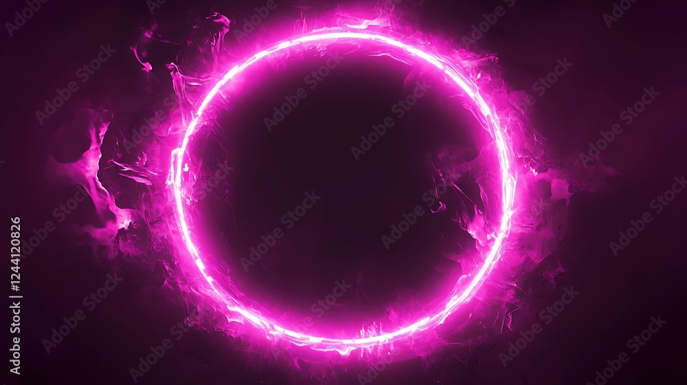 Pink Neon Circle Ring Abstract Energy Design Pink Neon Circle Ring Abstract Energy Design
